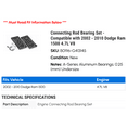thumbnail image 2 of Connecting Rod Bearing Set - Compatible with 2002 - 2010 Dodge Ram 1500 4.7L V8 2003 2004 2005 2006 2007 2008 2009, 2 of 2