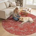 thumbnail image 2 of Small Round Rug 3Ft, Red Terracotta Splatter Non-Slip Washable Circle Rugs Carpet, Boho Mottled Vintage Rustic Indoor Outdoor Rug Floor Mats Throw Runner for Bedroom Living Room Bathroom, 2 of 8