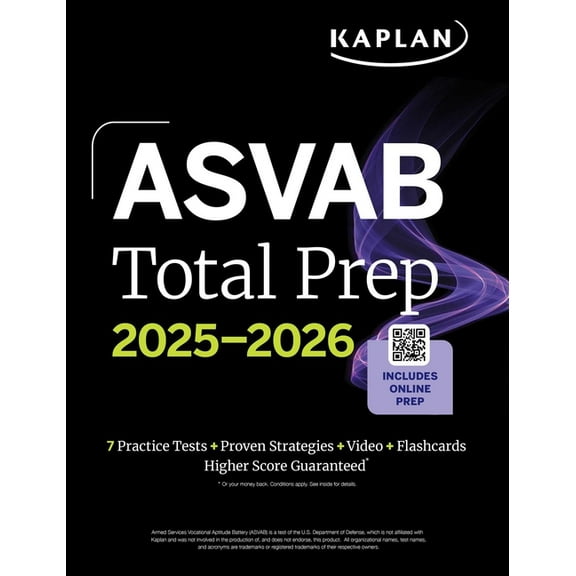 Kaplan Test Prep ASVAB Total Prep 2025-2026: Includes 7 Full Length Practice Tests   2000  Practice Questions and Flashcards   Online Acc, (Paperback)