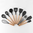 thumbnail image 2 of 9-Piece Cooking Utensil Set with Storage Rack Kitchen Utensil Set Silicone Cookware Set Wooden Handle Cookware Set Chef Non-Stick Kitchen Gadgets, 2 of 8