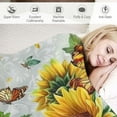 thumbnail image 3 of PRATYUS Sunflower Gifts for Women, Sunflower Butterfly Throw Blanket Super Soft Flannel Throw Blanket Lightweight Fluffy Fuzzy Bed Blanket for Bedding Sofa and Travel 60x80in, 3 of 6