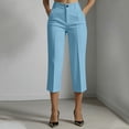 thumbnail image 6 of Gfyviroh Dressy Capri Pants for Women High Waist Straight Leg Business Pants Elegant Solid Lightweight Cropped Slacks, 6 of 6
