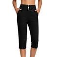 thumbnail image 5 of Khunlpohl Women's Capri Pants Yoga Workout Gym Exercise Leggings Pant Casual Elastic High Waist Trousers with Pockets, 5 of 8