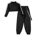 thumbnail image 4 of YONGHS Kids Girls 2 Piece Hip Hop Street Dance Costume Outfits Sweatshirt Pants Tracksuit Sportswear Black 10, 4 of 6