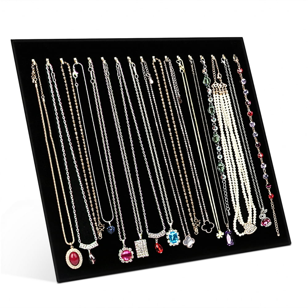 Jewelry Storage Organizer, Velvet Necklace Display Board Stand, 17Hook