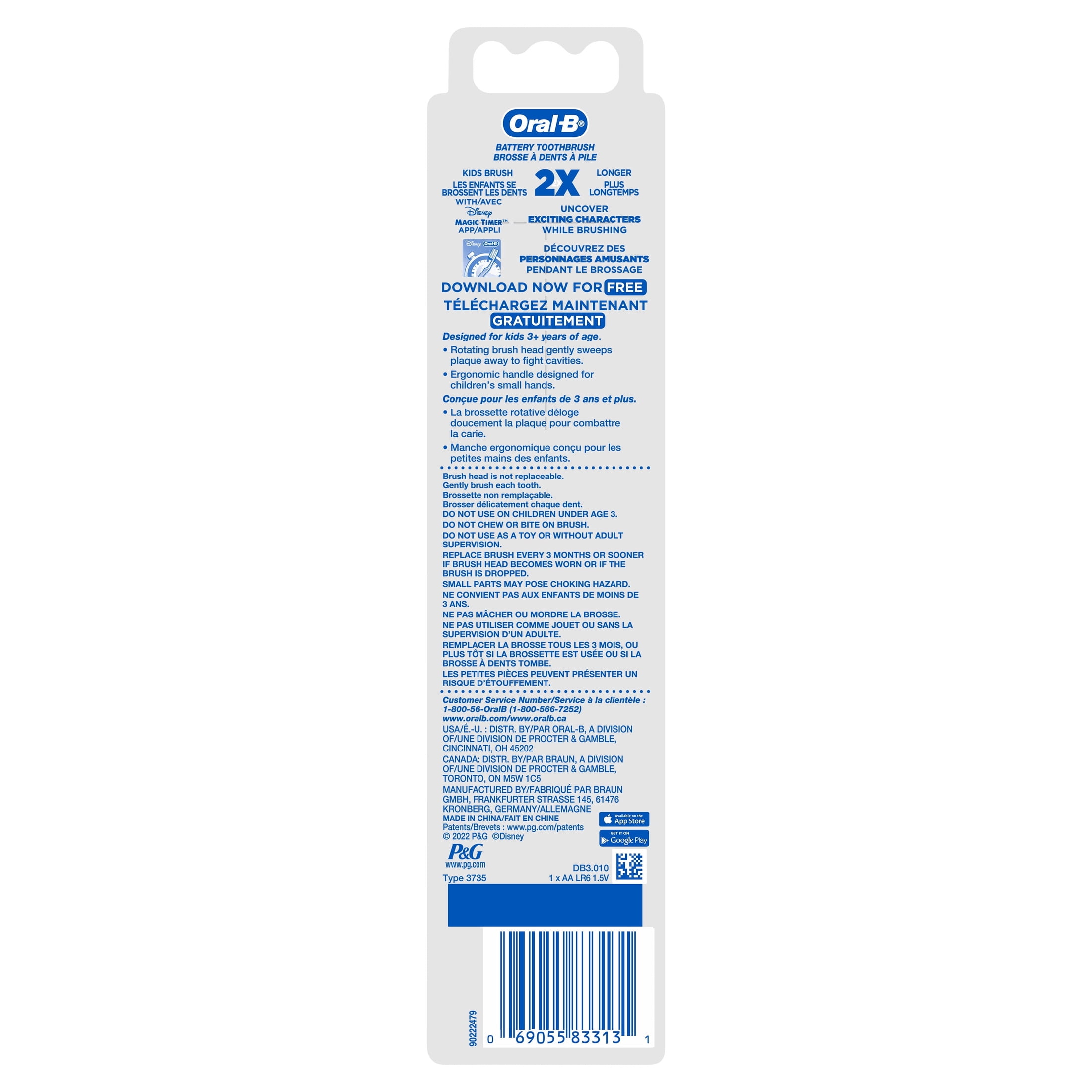 Oral-B Kids Toothbrush, Disney Princess Battery Toothbrush