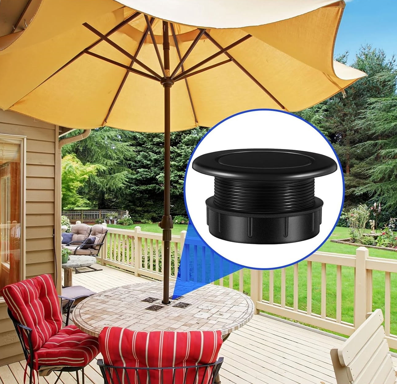 Bexikou Thicker Patio Table Hole Cover Insert,2 Pcs Patio Table Umbrella Hole Ring Plug Cap Set,Deck Table Umbrella Holes Plug Replacement Parts for Outdoor Patio Table Garden Yard