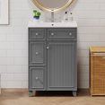 thumbnail image 3 of 24" Durable Compact Freestanding Cabinet, Bathroom Storage Unit with Soft Close Door, Modern Small Bathroom Vanity with Storage for Bathroom, Gray, 3 of 9