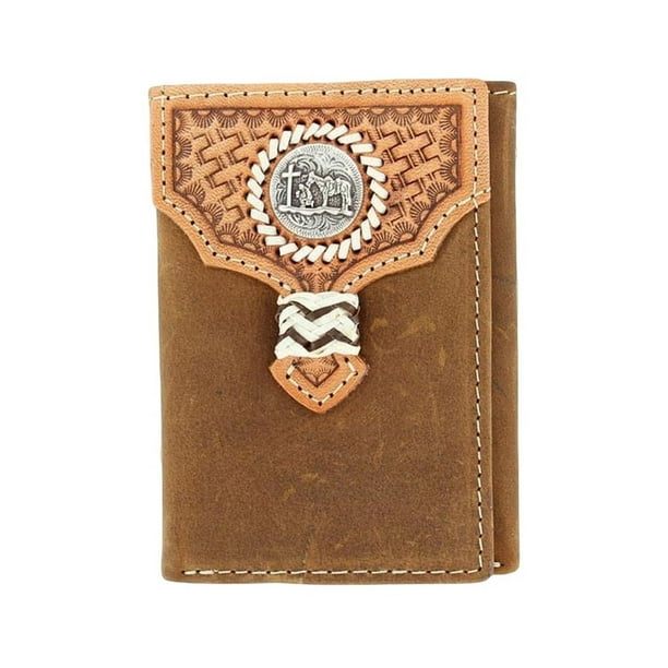 Nocona Nocona Western Wallet Mens Trifold Cowboy Prayer Brown