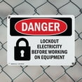 thumbnail image 5 of (2 Pack) Lockout Electricity Before Working OSHA Danger Sign 18 Inch X 12 Inch Plastic Sign, Weather Resistant, UV Protected for Workplace, Business, and Construction Site, Made in the, 5 of 8