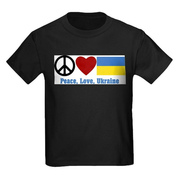 CafePress - Peace Love Ukraine Kids T Shirt - Dark T-Shirt Kids XS-XL