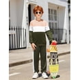 thumbnail image 2 of Arshiner Boys 2Pcs Color Block Sweatshirt & Casual Pants Fall Winter Outfits Set, 2 of 6