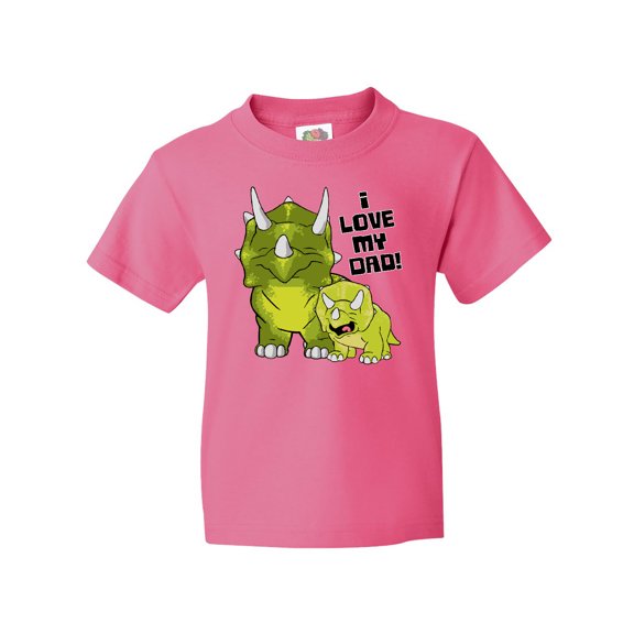 Inktastic I Love my Dad with Baby and Daddy Triceratops Youth T-Shirt