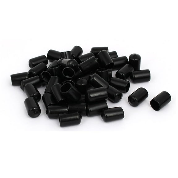 Uxcell 12mm Inner Dia Rubber Hose End Cap Screw Thread Protector Cover Black (50-pack)