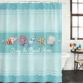 thumbnail image 2 of Teal Summer Coastal Shower Curtain, Waterproof Shower Curtains for Bathroom, Modern Ocean Waves Starfish Shell Washable Fabric Bathtub Curtain Set Bath Decor with 12 Hooks 72"x78", 2 of 8