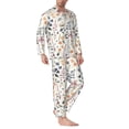 thumbnail image 2 of Naloa Watercolor Floral Men’s Pajamas Set - Long Sleeve Button Down Sleep Shirt and Pajama Bottoms Sleepwear Set-Medium, 2 of 7