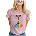 thumbnail image 4 of TSADFHJI Chandail en Molleton Col Rond Femme T-Shirt d'Été Manches Courtes Haut Col Rond Motif Haut Décontracté Top S, 4 of 4