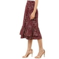 thumbnail image 4 of DARING DIVA Women's Tiered Ruffle Hem Midi Skirt XS Wine Red-Floral, 4 of 7