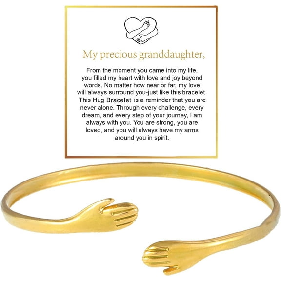 Hug Bracelet For Granddaughter, To My Granddaughter Bracelet From Grandmother Come to My Arm Hugging Cuff Bangle Adjustable Non Tarnish Jewelry Gift for Women