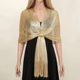 thumbnail image 1 of Xiao Hua Chales para vestidos, bufanda para mujer, chal formal para fiesta de noche con hebilla para boda, chal dorado claro, 1 of 4