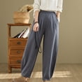 thumbnail image 4 of Kvture Women Cotton Baggy Palazzo Harem Pants High Elastic Waist Beach Yoga Trousers Casual Lounge Pants with Pockets Gray XL, 4 of 9