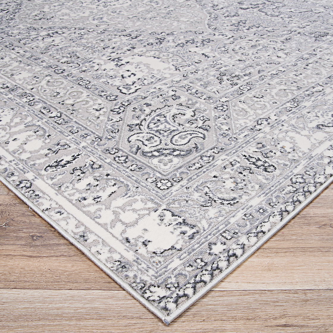 Couristan Brocatelle Belle Fleur Silver Runner Rug