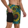 thumbnail image 2 of Kdxio Sunflowers Print Men's Swim Trunks with Compression Liner 7 Inch Inseam Quick Dry Swim Shorts, 2 of 7