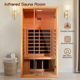 thumbnail image 6 of Vanity Art 1 Person Extendable FAR Infrared Sauna for Home, Hemlock Wood Low EMF 6 Carbon Heaters Indoor Saunas with LED Lights, Bluetooth Speaker, Digital Control Panel, and Seating Bench, 6 of 11
