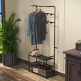 Simple Houseware Black Coat Rack with Storage Shelf and Hat Hanging