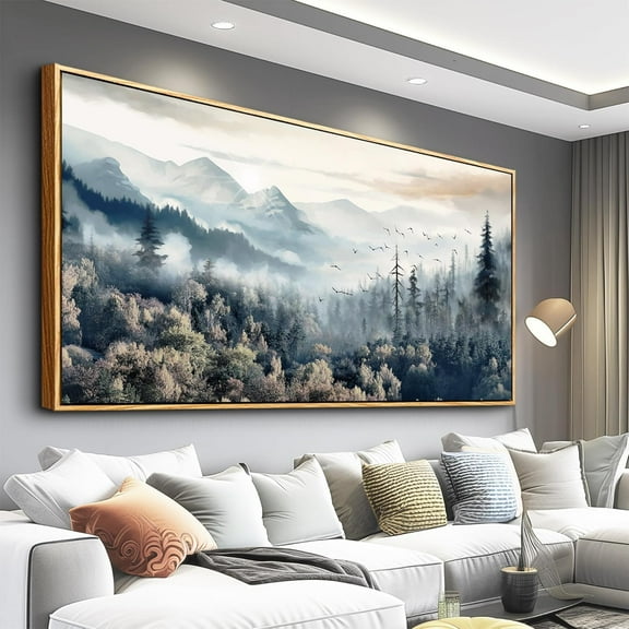 Aaheei Fog Forest Landscape Wall Paintings Wall Art For Living Room Abstract Canvas Wall Decor For Office Modern Bedroom Home Decorationed and Pictures Artwork