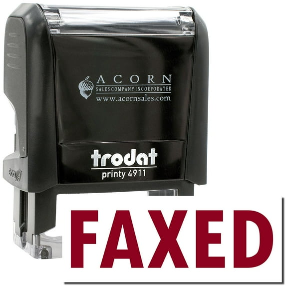 Self-Inking Faxed Stamp, Trodat Printy 4911, Press and Print Stamping, Impression Size 5/8" x 1-1/2", Up to 10,000 Impressions - Burgundy Ink