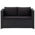 thumbnail image 3 of vidaXL 3 Piece Garden Lounge Set with Cushions Poly Rattan Black, 3 of 5