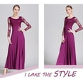 thumbnail image 4 of Women's Ballroom Dance Dress Lace - sleeved, long swing skirt For professional competition, Modern Waltz, Cha Cha, 4 of 7