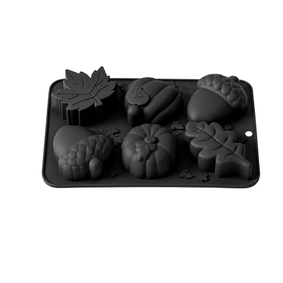 6-Cavity Autumn Harvest Mousse Silicone Mold, Pumpkin Maple Leaf Acorn Design for Fall Baking Chocolate Soap and Candle, Baking Tool