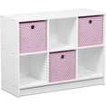 thumbnail image 2 of Furinno Basic 3x2 Bookcase Storage w/Bins, White/Pink, 99940WH/LPI, 2 of 6