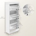 thumbnail image 3 of HOMCOM Armoire à Chaussures Étroite avec Tiroirs Basculants et Tablette Ajustable, Blanc, 3 of 10