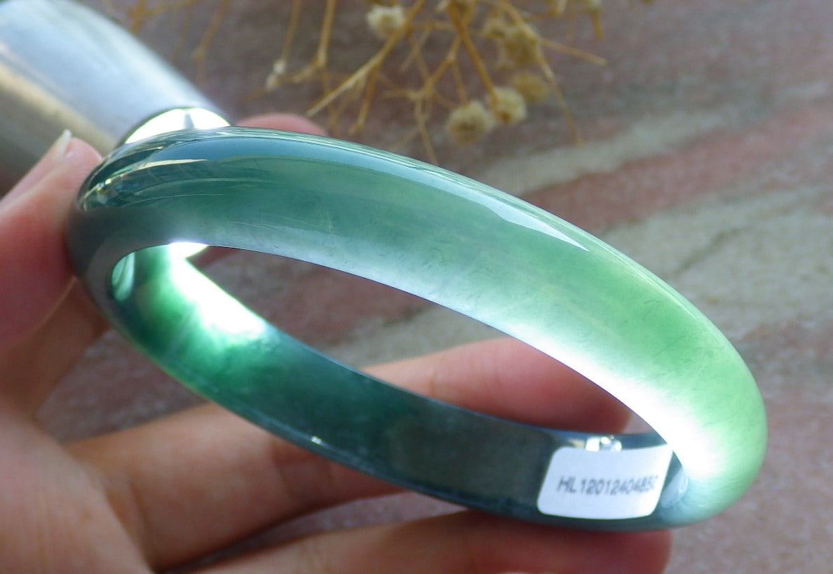 Icy Green Natural A JADE Jadeite Bangle Bracelet 60 mm 684436 TN