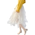 thumbnail image 1 of Womens Irregular Mesh Tulle Skirt High Waist Versatile Slimming Layered Tutu Skirt White S, 1 of 9