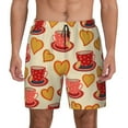 thumbnail image 3 of Uemuo Cups of Tea Pattern Mens Swim Trunks Quick Dry Board Shorts with Mesh Lining, Stretch Beach Shorts Quick Dry No-Chafing Board Shorts-Small, 3 of 9