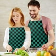 thumbnail image 3 of Teal and Black Checkerboard Pattern Apron-Garden Aprons for Women with Pockets-Cotton Linen Waterproof Kitchen Cooking Gardening Aprons Adjustable for Kitchen,Cooking,BBQ and Salon 33x27 Inch, 3 of 7