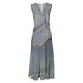thumbnail image 5 of LOVZFMLL Robes Femmes Mode Printemps/été Imprimé Décontracté Col en V Sans Manches Longue Jupe, 5 of 5