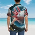 thumbnail image 4 of Balery Bubbles Axolotl Fantasy Camisas hawaianas de manga corta para hombre, camisas playeras de corte holgado, camisas de vacaciones con botones,X-Large, 4 of 7
