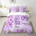 thumbnail image 2 of Erosebridal Purple Butterfly Bedding King Size, Inspirational Quotes Comforter Sets with Sheets, Rose Floral Decor, 7pcs, 2 of 5