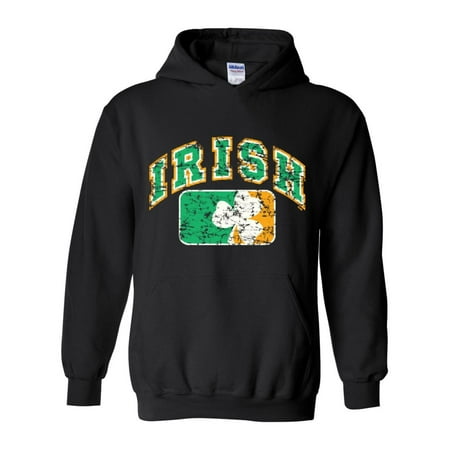 - Vintage Irish Flag Shamrock St. Patricks Day Unisex Hoodie Hooded Sweatshirt