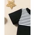 thumbnail image 5 of Coduop Toddler Baby Boys Shorts Set Short Sleeve Striped T-shirt with Elastic Waist Shorts Outfit, 5 of 7