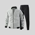 thumbnail image 4 of Timoontee Men's 2 Piece Waffle Knit Sets Long Sleeve Mock Neck Zip Up Jacket with Elastic Waist Drawstring Pant Outdoor Casual Breathable Tracksuit Gray S, 4 of 5
