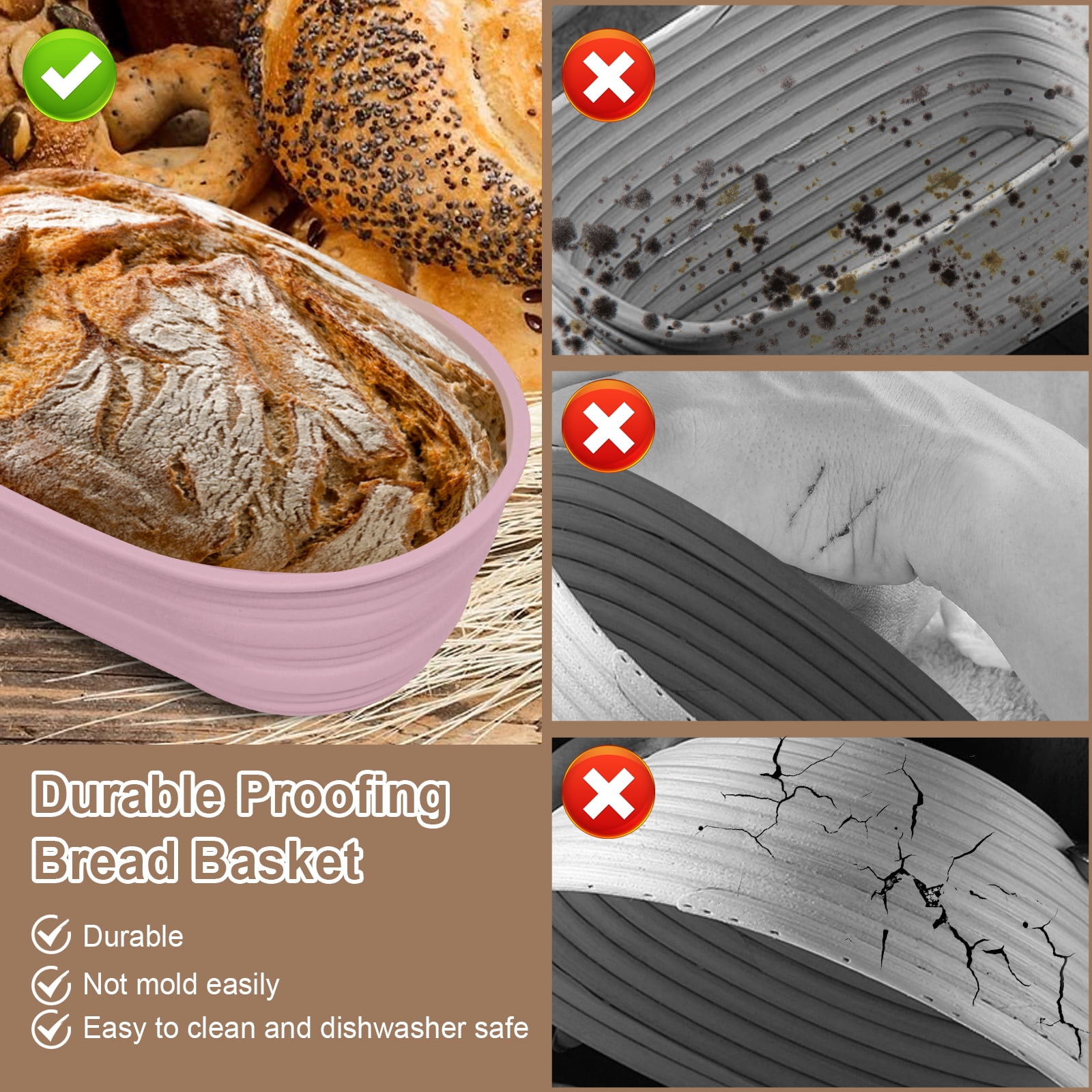 4Pcs Mini Silicone Bread Proofing Baskets - Collapsible Round Banneton, Non-Stick, Oven Safe, BPA Free