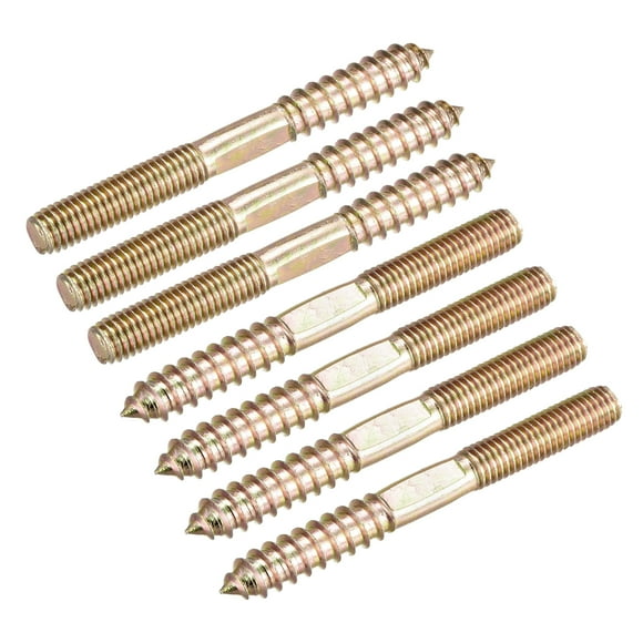 Unique Bargains M8x80mm Hanger Bolts, 7 Pack Double Head Thread Dowel Screws for Wood Furniture