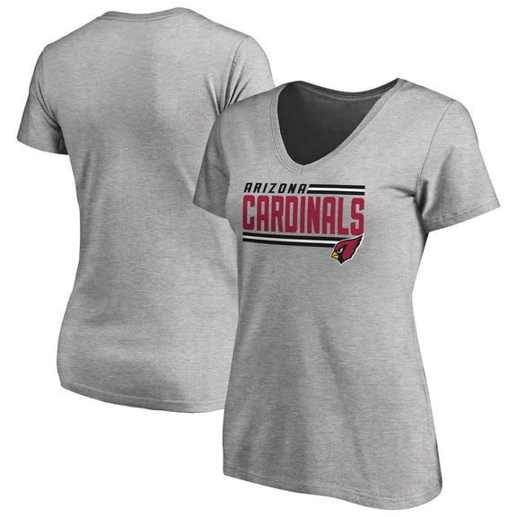 Women's Heather Gray Arizona Cardinals Iconic Collection On Side Stripe V-Neck T-Shirt