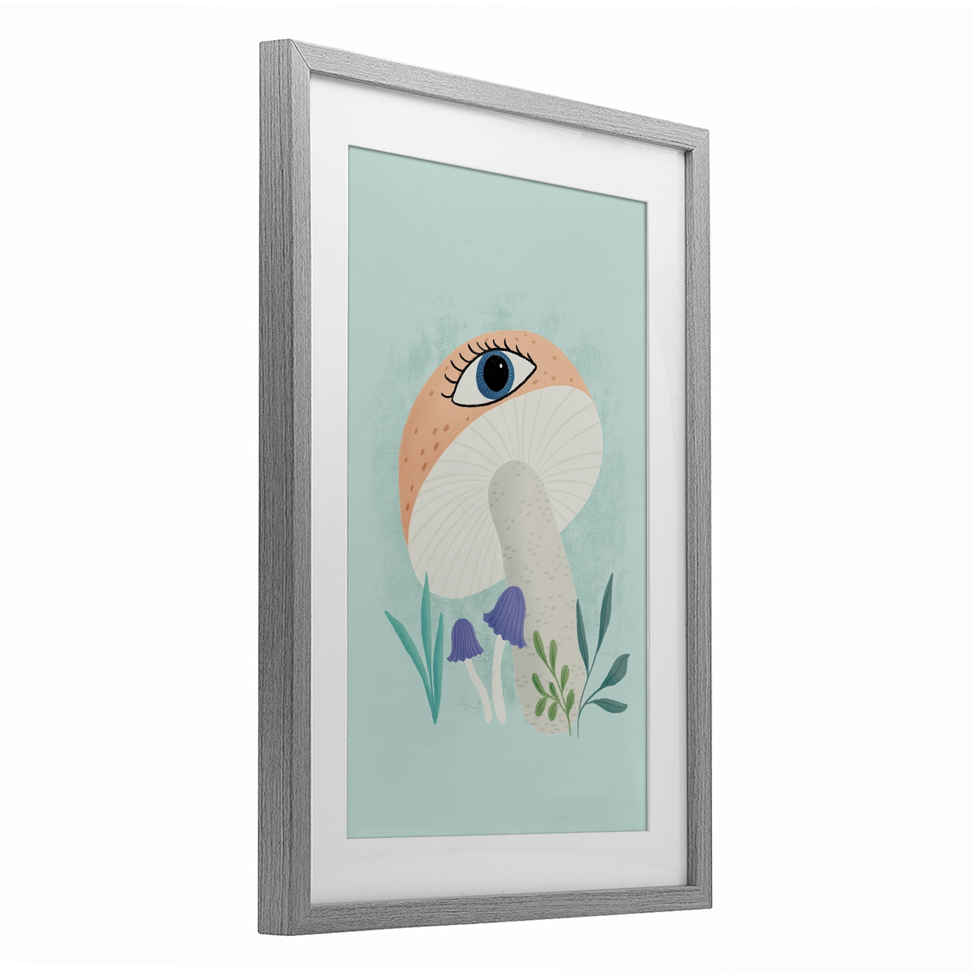 Stupell Industries Mushroom with Mystical Eye Gray Framed Print Under Glass, design by Metka Hiti